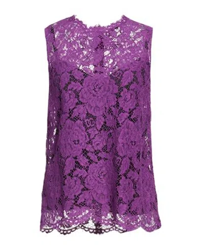 Dolce & Gabbana Woman Top Purple Size 2 Viscose, Cotton, Polyamide