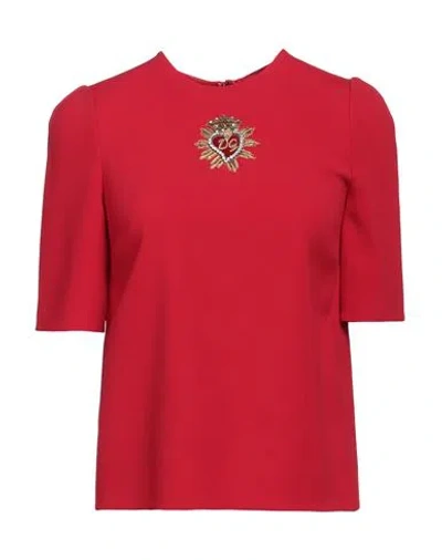 Dolce & Gabbana Woman Top Red Size 2 Viscose, Acetate, Elastane, Brass, Silk