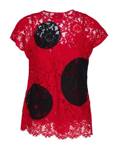 Dolce & Gabbana Woman Top Red Size 6 Cotton, Viscose, Polyamide In Multi