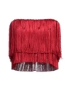 Dolce & Gabbana Strapless Fringed Stretch-silk Satin Bra Top In Red