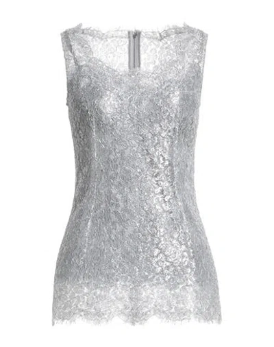 Dolce & Gabbana Woman Top Silver Size 8 Polyamide, Polyester