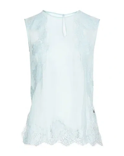 Dolce & Gabbana Woman Top Sky Blue Size 10 Silk, Cotton, Polyamide In Multi