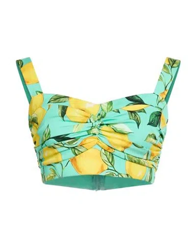 Dolce & Gabbana Woman Top Turquoise Size 12 Silk, Elastane In Multi