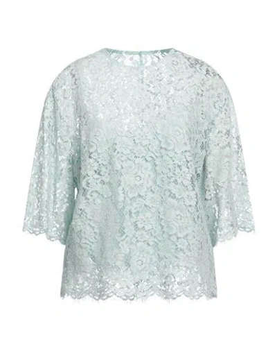 Dolce & Gabbana Woman Top Turquoise Size 6 Cotton, Viscose, Polyamide In Blue