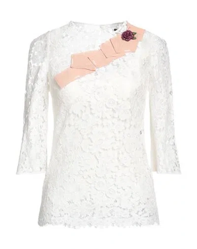 Dolce & Gabbana Woman Top White Size 10 Viscose, Cotton, Polyamide, Acetate