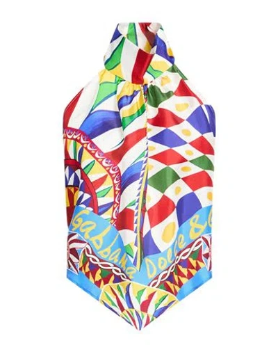 Dolce & Gabbana Woman Top White Size 16 Silk In Multi