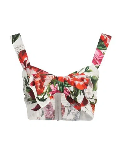 Dolce & Gabbana Woman Top White Size 4 Cotton In Multi