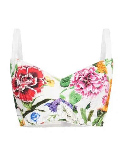 Dolce & Gabbana Printed Poplin Bustier Top In White