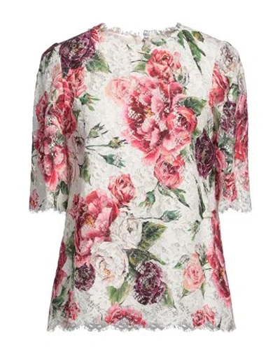 DOLCE & GABBANA DOLCE & GABBANA WOMAN TOP WHITE SIZE 6 COTTON, POLYAMIDE, VISCOSE