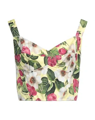 Dolce & Gabbana Woman Top Yellow Size 0 Silk, Polyamide, Elastane
