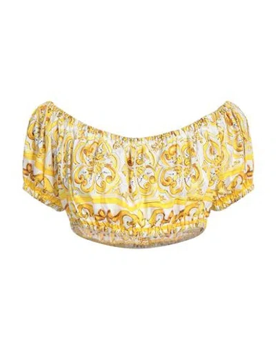 Dolce & Gabbana Woman Top Yellow Size 8 Cotton