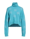 Dolce & Gabbana Woman Turtleneck Azure Size 4 Virgin Wool