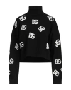 Dolce & Gabbana Black/white Turtleneck Sweater With Dg Inlay In Black