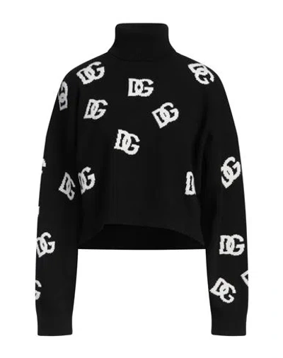 DOLCE & GABBANA DOLCE & GABBANA WOMAN TURTLENECK BLACK SIZE 10 VIRGIN WOOL