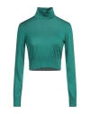 Dolce & Gabbana Woman Turtleneck Emerald Green Size 12 Silk In Green