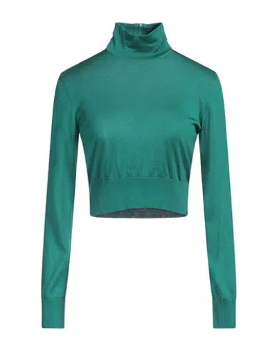 Dolce & Gabbana Woman Turtleneck Emerald Green Size 12 Silk