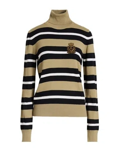 Dolce & Gabbana Woman Turtleneck Khaki Size 12 Virgin Wool In Multi