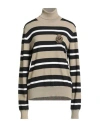 Dolce & Gabbana Woman Turtleneck Sand Size 14 Virgin Wool In Multi