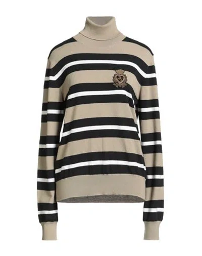 Dolce & Gabbana Woman Turtleneck Sand Size 14 Virgin Wool In Multi