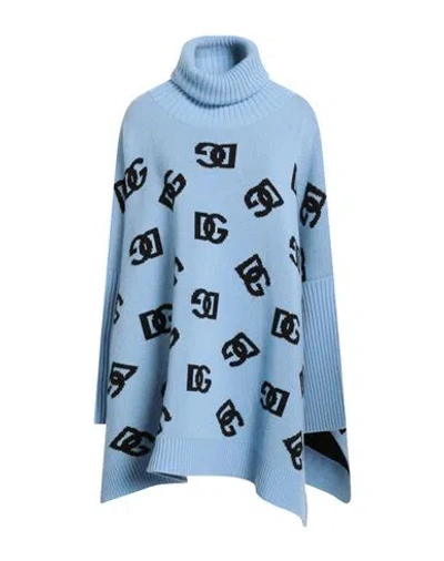 Dolce & Gabbana Woman Turtleneck Sky Blue Size S Virgin Wool In Multicolor