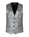 Dolce & Gabbana Woman Vest Silver Size 10 Polyester, Silk, Cotton, Metallic Fiber, Elastane In Silver