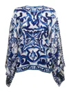 DOLCE & GABBANA WOMANS MAIOLICA PRINTED SILK SHIRT BLOUSE