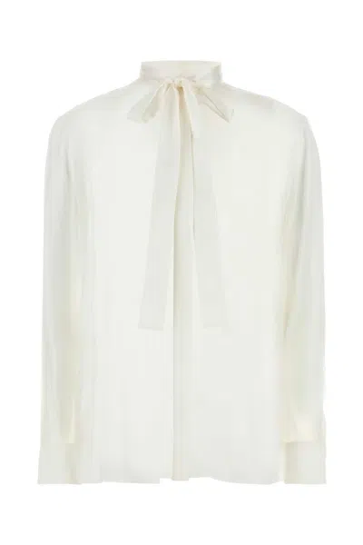 Dolce & Gabbana Silk Tie-neck Shirt In White