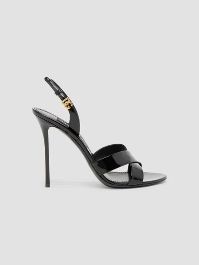 Dolce & Gabbana Women's 105mm Leather Slingback Sandals In Nero