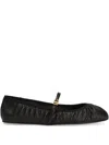 Dolce & Gabbana Black Ballerinas With Metallic Logo And Strap In Leather Woman