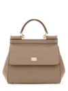 Dolce & Gabbana Large Sicily Handbag In Light Mud Calf Leather