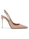 Dolce & Gabbana Women Beige Satin Slingback Heels, 7.5/8.5 Luxury Pumps & Heels For Women Darveys In Beige