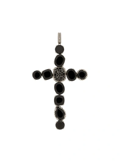 Dolce & Gabbana Women's 18k White Gold & Spinel Cross Pendant In Black