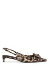 Dolce & Gabbana 30mm Leopard-print Satin Slingback Pumps In Leonew