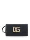 Dolce & Gabbana Women '3.5' Black Clutch Bag With Metallic Dg Logo On The Front In Leather Woman In Black