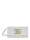 Dolce & Gabbana Women '3.5' White Clutch Bag With Metallic Dg Logo On The Front In Leather Woman In White