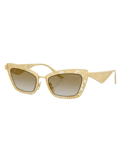 Dolce & Gabbana Dg2311 Lace Cat Eye Sunglasses In Matte Gold