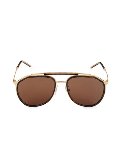 Dolce & Gabbana Women's 57mm Oval Aviator Sunglasses In Gold Havana