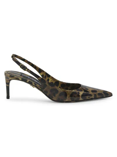 Dolce & Gabbana Lollo 60 Leopard Print Slingback Pumps In Animal Print