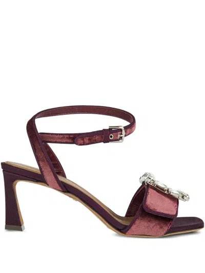 Dolce & Gabbana Women 70mm Crystal Heel Sandals In Burgundy