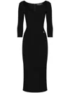 Dolce & Gabbana Viscose Jersey 3/4 Sleeve Midi Dress In Black