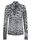 Dolce & Gabbana Leopard-print Charmeuse Shirt With Pussy-bow In Hi13n