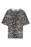 Dolce & Gabbana Crew Neck Flocked Cotton T-shirt With Animal Motif In Multicolor
