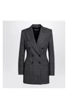 Dolce & Gabbana Tweed Double Breasted Jacket With Button Detailing In Gray