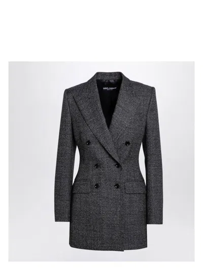 Dolce & Gabbana Women's Anthracite Grey Tweed Double-breasted Jacket | Size 40 | F29bitfm2g4