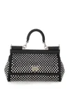 Dolce & Gabbana Embellished Fabric And Calf Small Sicily Handbag In Black