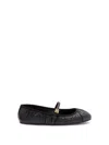 Dolce & Gabbana Black Ballerinas With Metallic Logo And Strap In Leather Woman In Multicolor