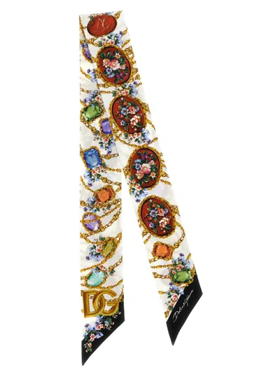 Dolce & Gabbana Fiorellini Scarf Chain Motif Floral Jewels In Multi