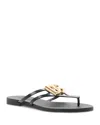 Dolce & Gabbana Women Black Thong Sandals With Logo Plaque On The Front In Rubber Woman In Multi