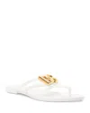 Dolce & Gabbana Women White Thong Sandals With Logo Plaque On The Front In Rubber Woman In White