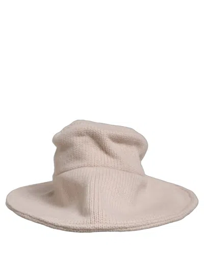 Pre-owned Dolce & Gabbana Women Beige Wool Knit Wide Brim Bucket Capello Women's Hat ()